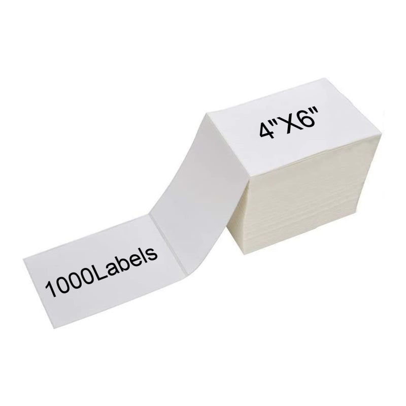 Immuson Fanfold 4 x 6 Direct Thermal Shipping Labels with Perforations, 1000 Labels, Permanent Adhesive, White Mailing Labels for Zebra Thermal Printer - Image 1